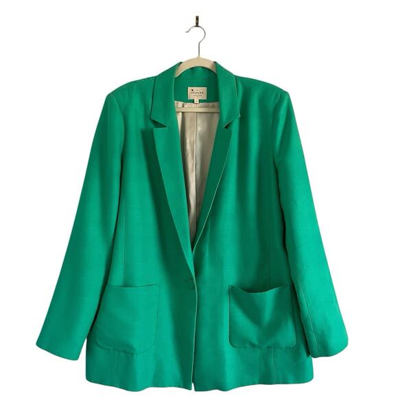 Sezane Romane Jacket in Kelly Green Size 12 Preppy french chic oversize blazer - Picture 2 of 13